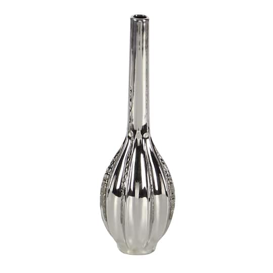 13" Silver Ceramic Glam Vase Set